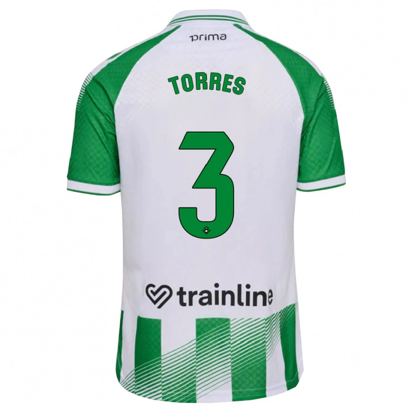 Danxen Niño Camiseta Álex Torres #3 Verde Claro Negro Blanco 1ª Equipación 2026/27 La Camisa México