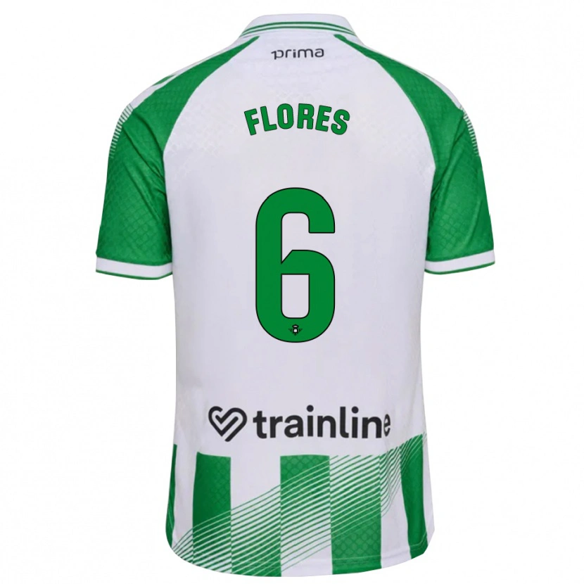 Danxen Niño Camiseta Mateo Flores #6 Verde Claro Negro Blanco 1ª Equipación 2026/27 La Camisa México