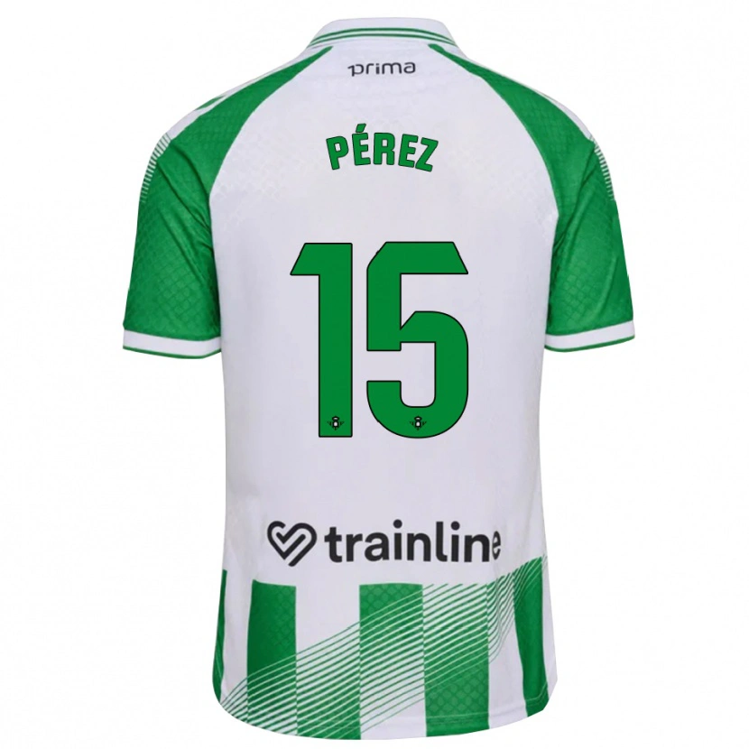 Danxen Niño Camiseta Álex Pérez #15 Verde Claro Negro Blanco 1ª Equipación 2026/27 La Camisa México