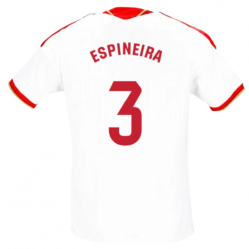 Danxen Niño Camiseta Alberto Espiñeira #3 Blanco Rojo 1ª Equipación 2026/27 La Camisa México