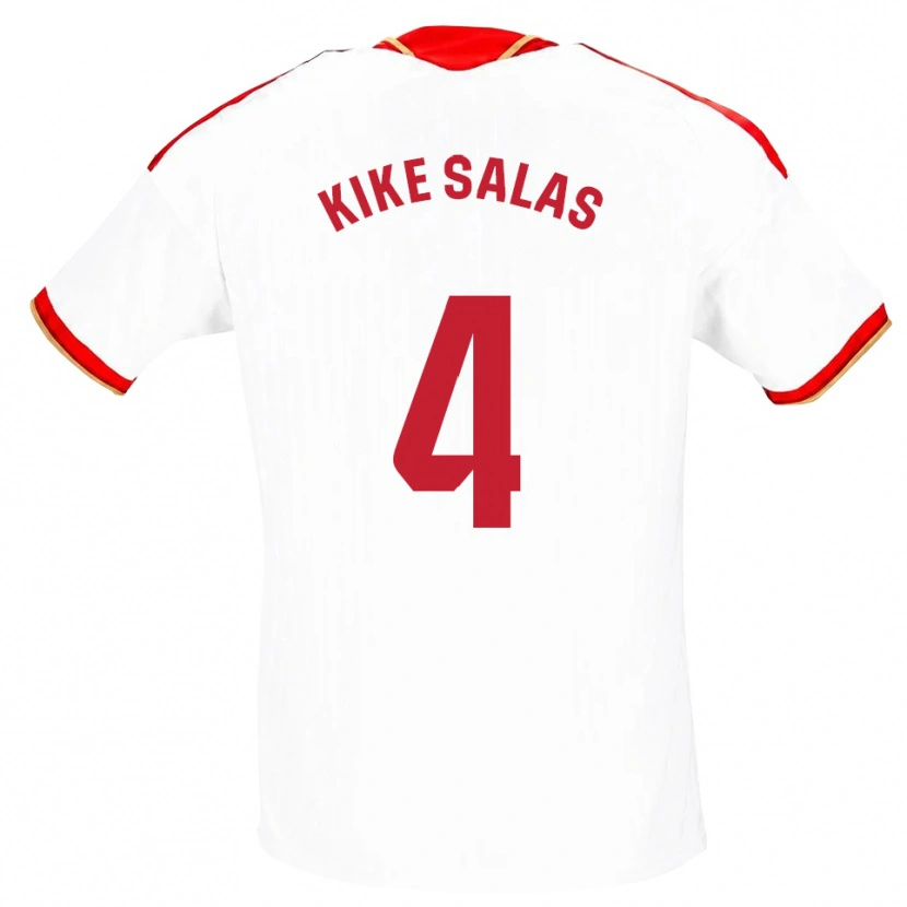 Danxen Niño Camiseta Kike Salas #4 Blanco Rojo 1ª Equipación 2026/27 La Camisa México
