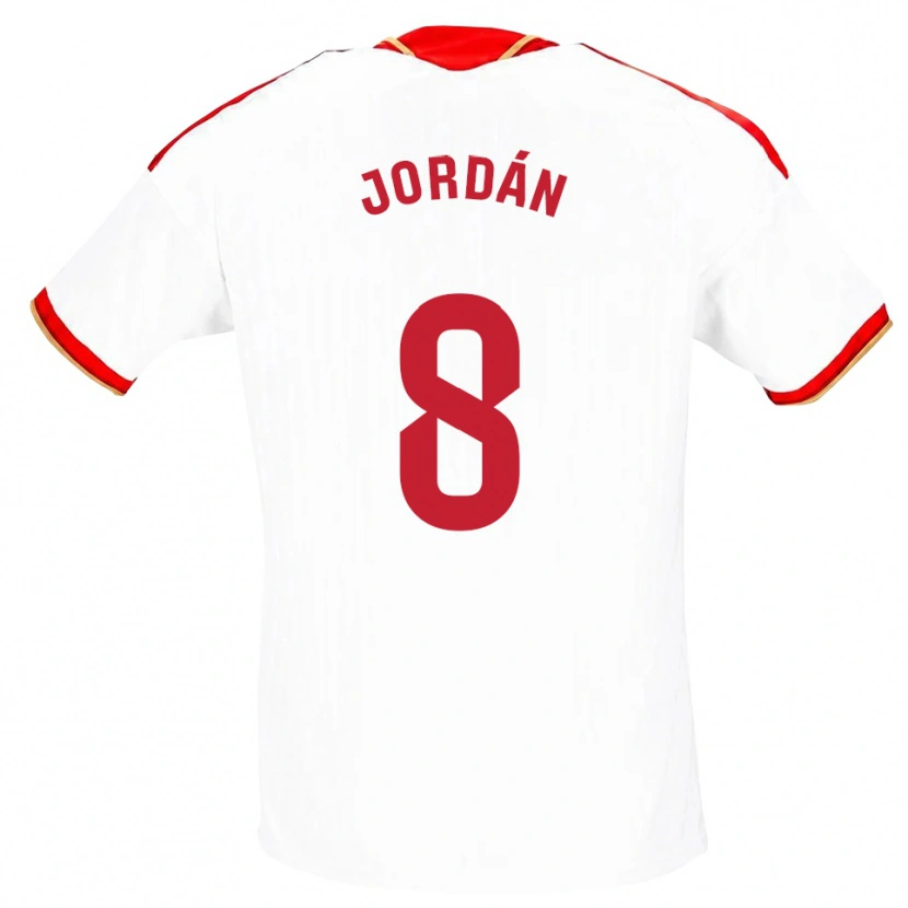 Danxen Niño Camiseta Joan Jordán #8 Blanco Rojo 1ª Equipación 2026/27 La Camisa México