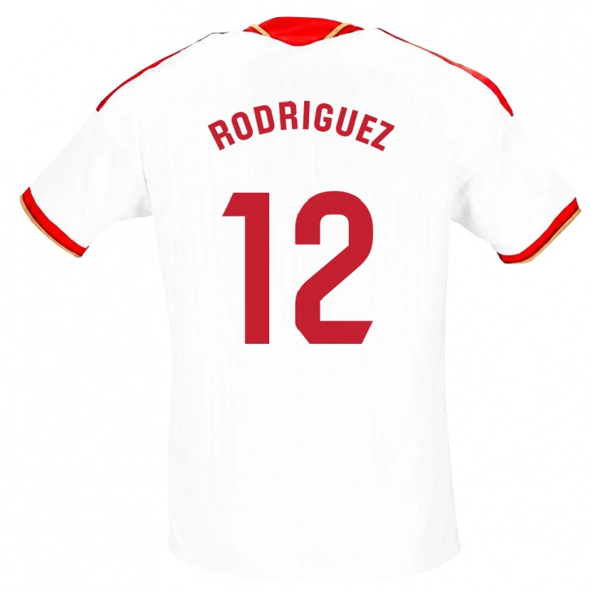 Danxen Niño Camiseta Lucía María Rodríguez Herrero #12 Blanco Rojo 1ª Equipación 2026/27 La Camisa México