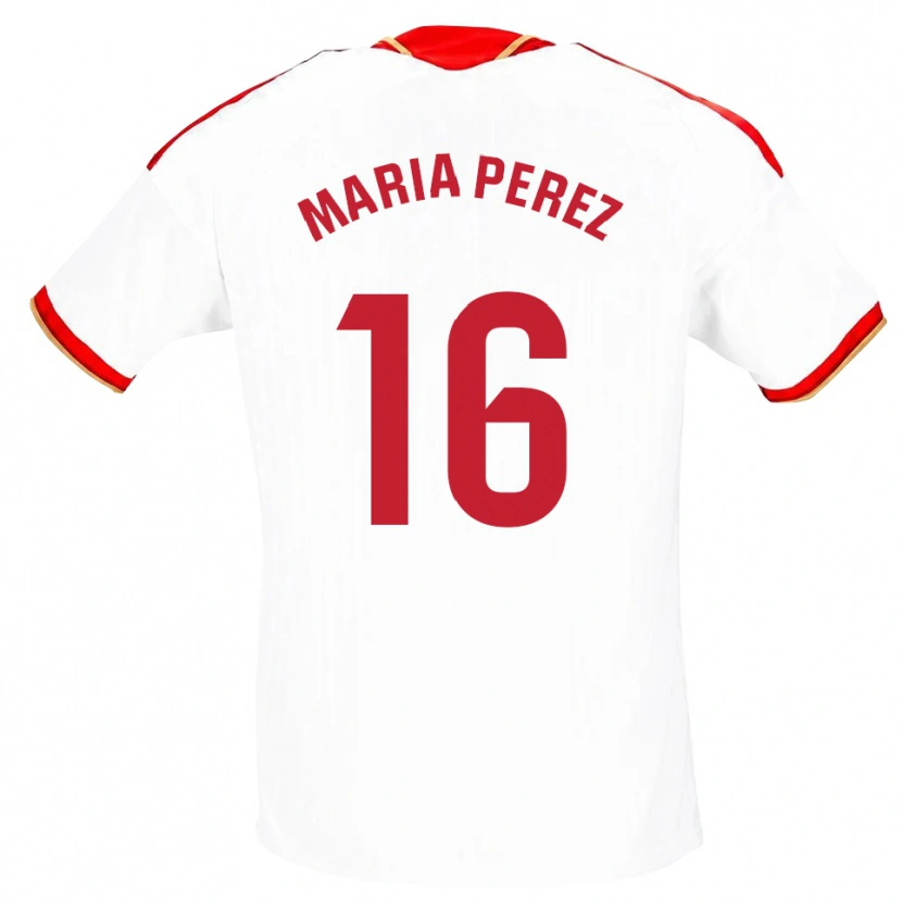 Danxen Niño Camiseta María Pérez Rabaza #16 Blanco Rojo 1ª Equipación 2026/27 La Camisa México