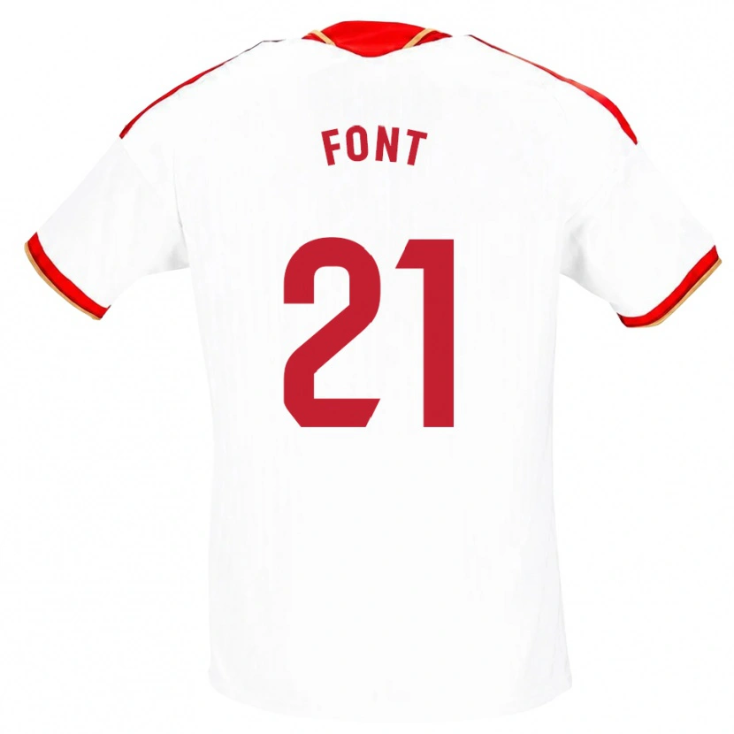 Danxen Niño Camiseta Jan Font #21 Blanco Rojo 1ª Equipación 2026/27 La Camisa México