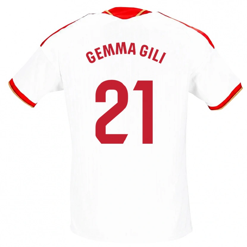 Danxen Niño Camiseta Gemma Gili Giner #21 Blanco Rojo 1ª Equipación 2026/27 La Camisa México