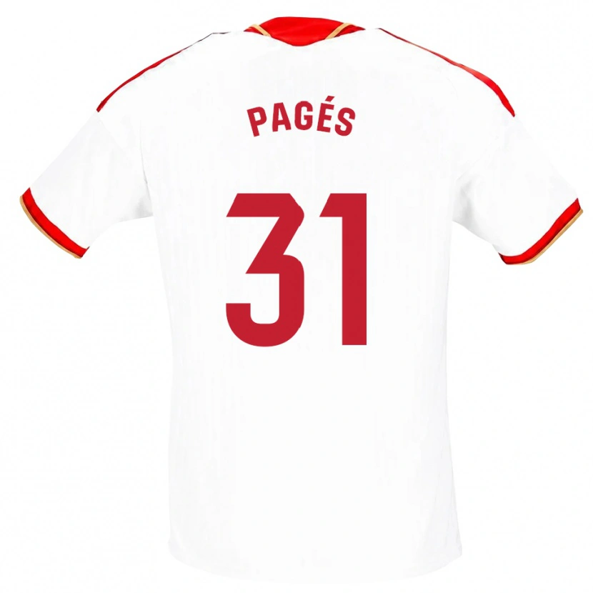Danxen Niño Camiseta Lukas Pagés #31 Blanco Rojo 1ª Equipación 2026/27 La Camisa México
