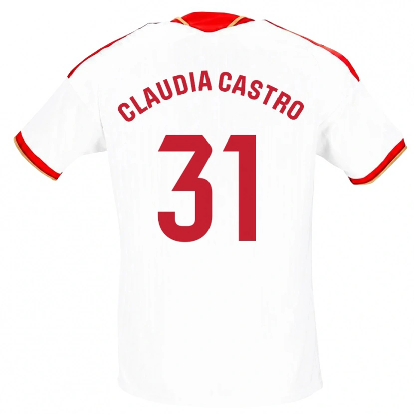 Danxen Niño Camiseta Claudia Castro Romero #31 Blanco Rojo 1ª Equipación 2026/27 La Camisa México