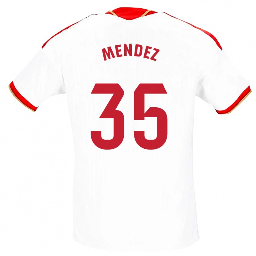Danxen Niño Camiseta Tomás Méndez #35 Blanco Rojo 1ª Equipación 2026/27 La Camisa México