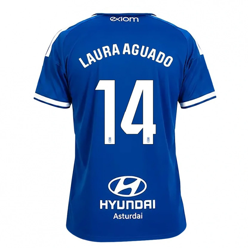 Danxen Niño Camiseta Laura Aguado #14 Azul Mediano Blanco 1ª Equipación 2026/27 La Camisa México