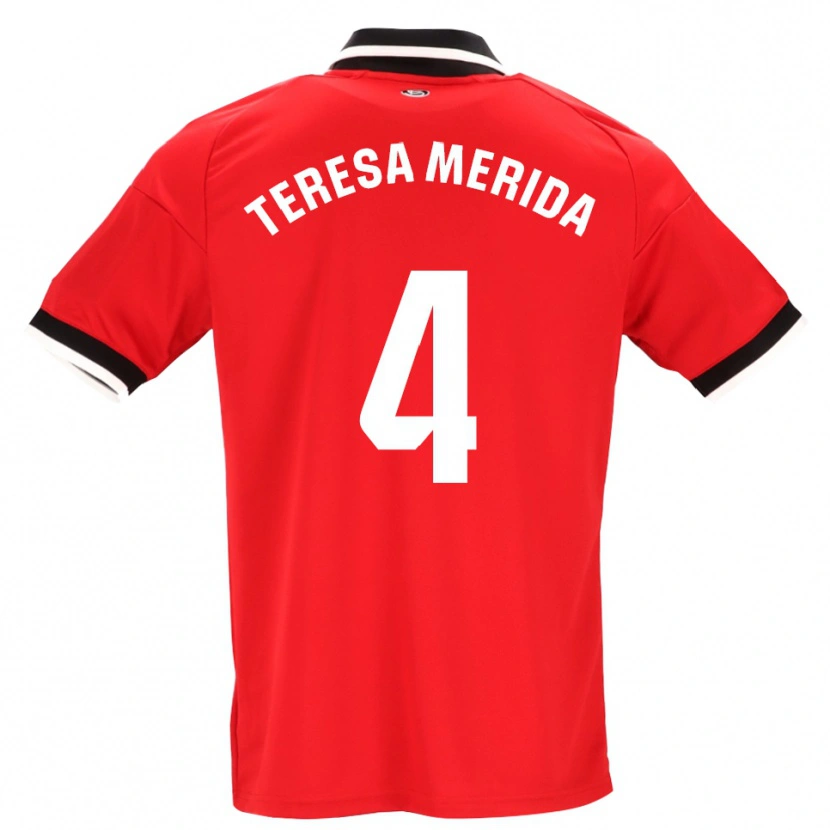 Danxen Niño Camiseta Teresa Merida #4 Negro Blanco Rojo 2ª Equipación 2026/27 La Camisa México