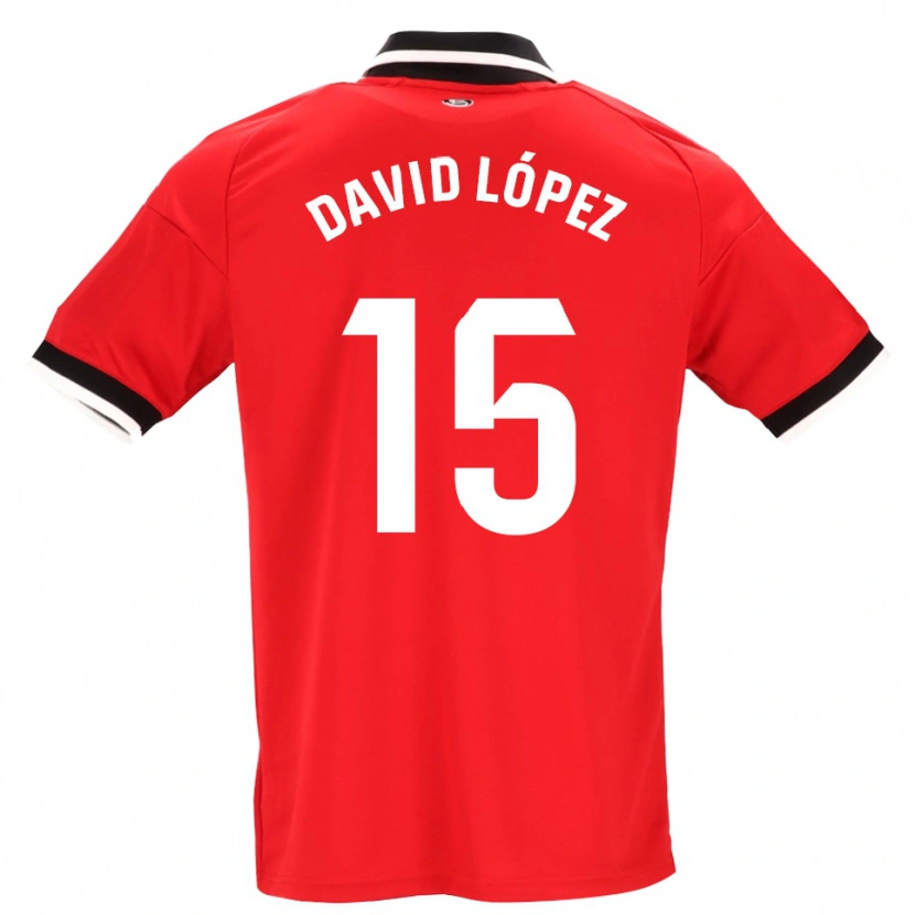 Danxen Niño Camiseta David López #15 Negro Blanco Rojo 2ª Equipación 2026/27 La Camisa México