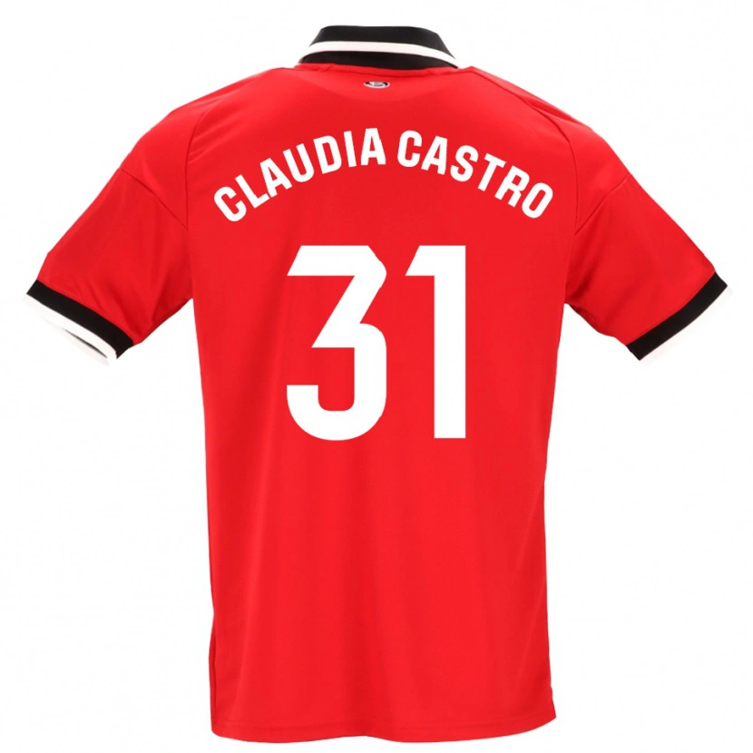 Danxen Niño Camiseta Claudia Castro Romero #31 Negro Blanco Rojo 2ª Equipación 2026/27 La Camisa México