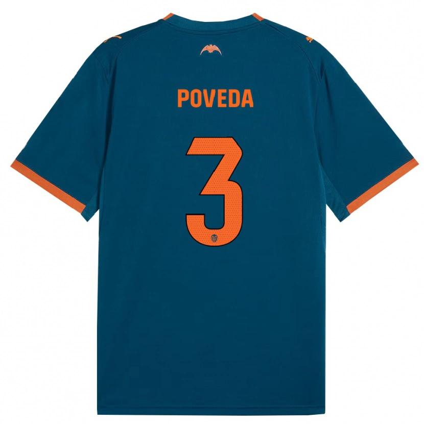 Danxen Niño Camiseta Hugo Poveda #3 Azul Acero Naranja 2ª Equipación 2026/27 La Camisa México