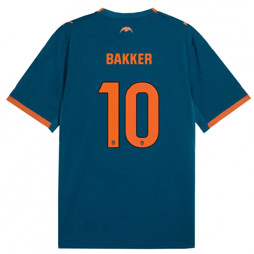 Danxen Niño Camiseta Linda Bakker #10 Azul Acero Naranja 2ª Equipación 2026/27 La Camisa México