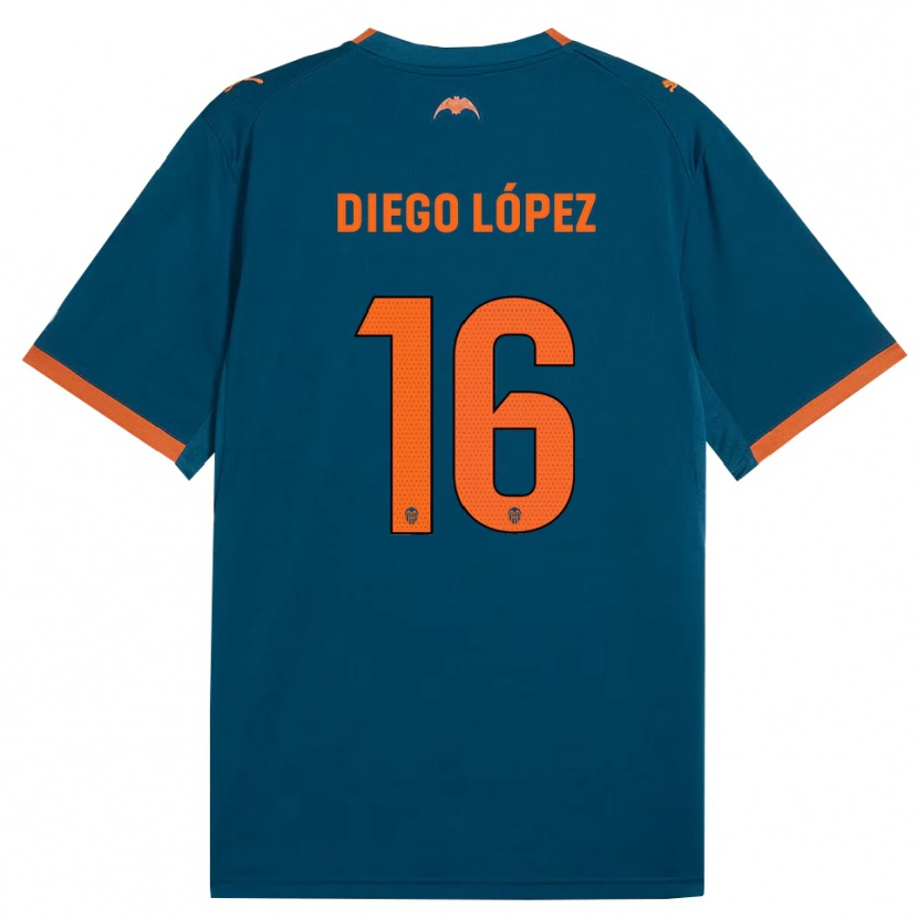 Danxen Niño Camiseta Diego López #16 Azul Acero Naranja 2ª Equipación 2026/27 La Camisa México