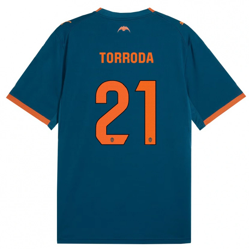 Danxen Niño Camiseta Anna Torroda #21 Azul Acero Naranja 2ª Equipación 2026/27 La Camisa México