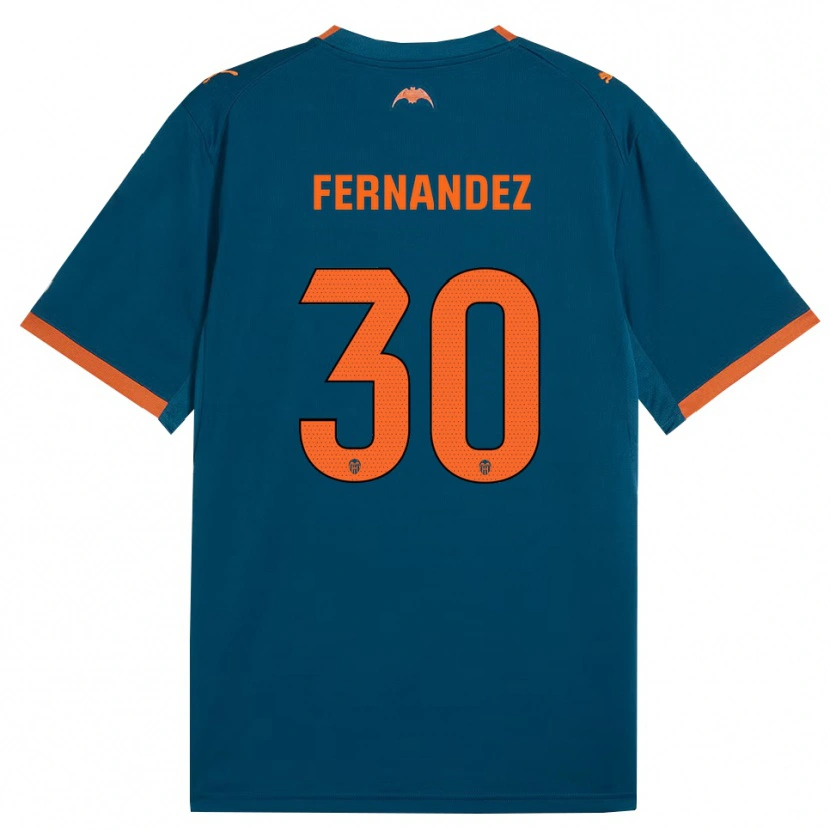 Danxen Niño Camiseta Rubén Fernández #30 Azul Acero Naranja 2ª Equipación 2026/27 La Camisa México