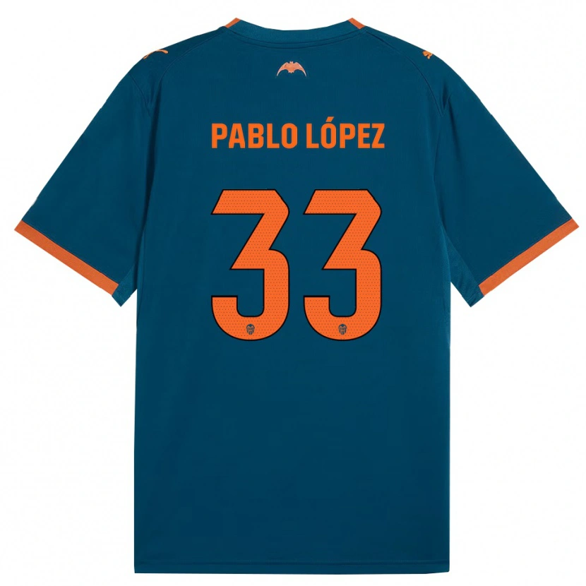 Danxen Niño Camiseta Pablo López #33 Azul Acero Naranja 2ª Equipación 2026/27 La Camisa México