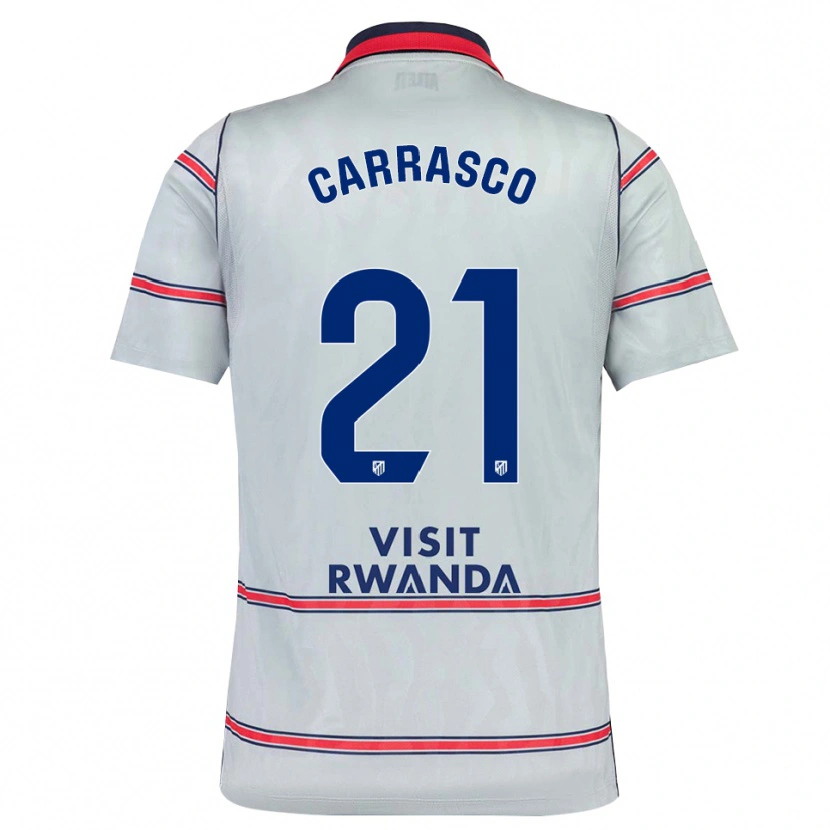 Danxen Niño Camiseta Yannick Carrasco #21 Gris Rojo Azul Marino Equipación Tercera 2026/27 La Camisa México