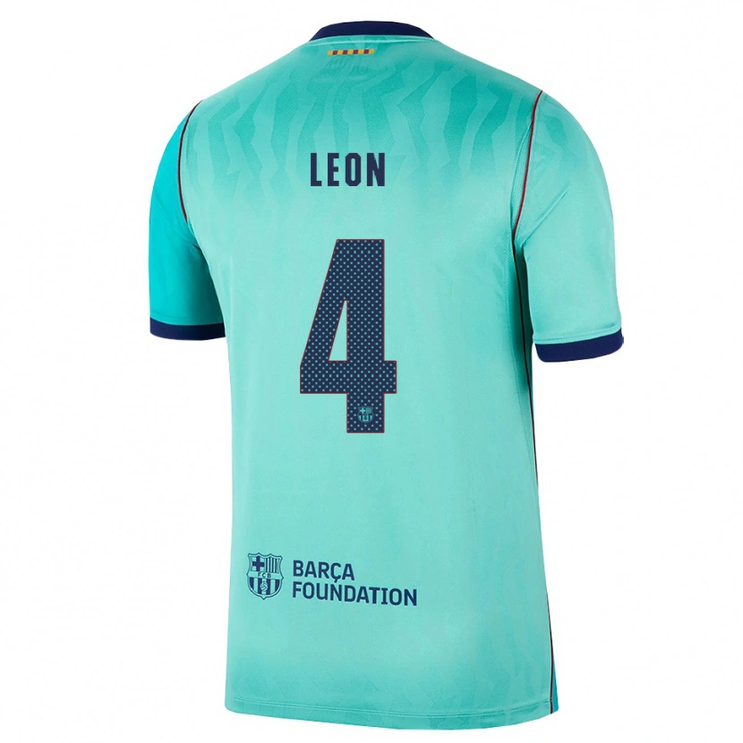 Danxen Niño Camiseta Maria Pilar Leon #4 Aqua Turquesa Oscuro Azul Real Equipación Tercera 2026/27 La Camisa México