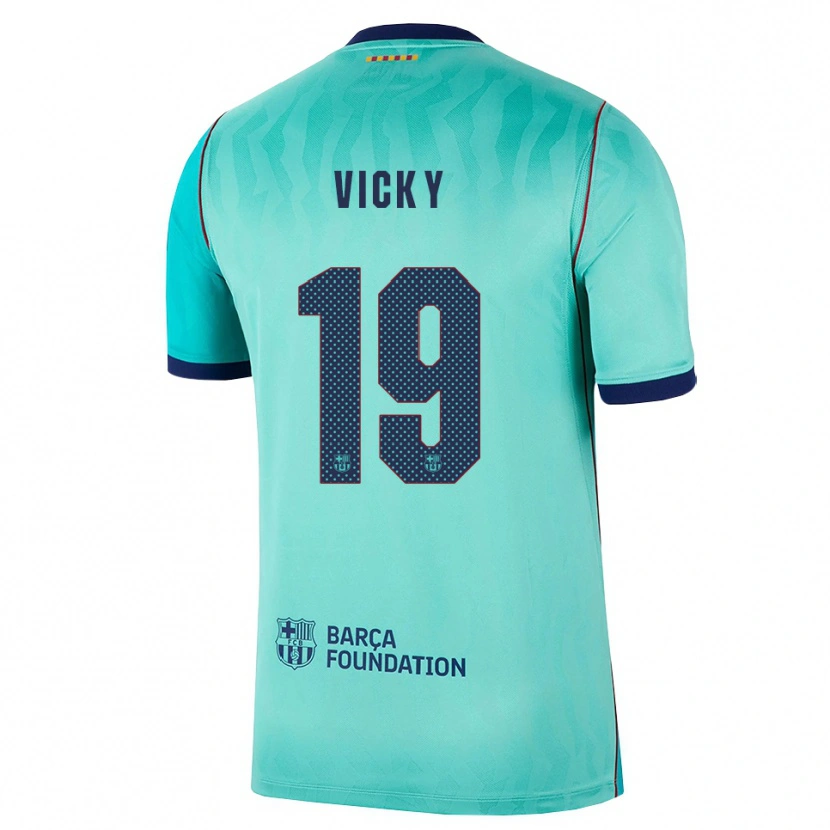 Danxen Niño Camiseta Vicky López #19 Aqua Turquesa Oscuro Azul Real Equipación Tercera 2026/27 La Camisa México