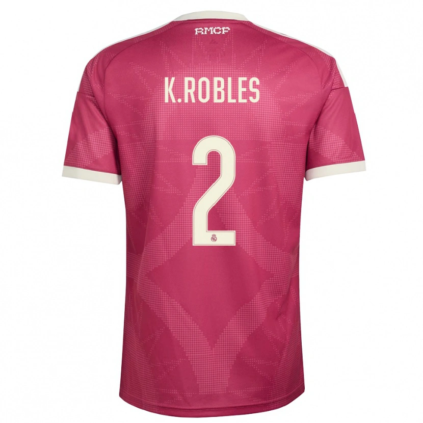 Danxen Niño Camiseta Kenti Robles #2 Rojo Violeta Pálido Blanco Equipación Tercera 2026/27 La Camisa México
