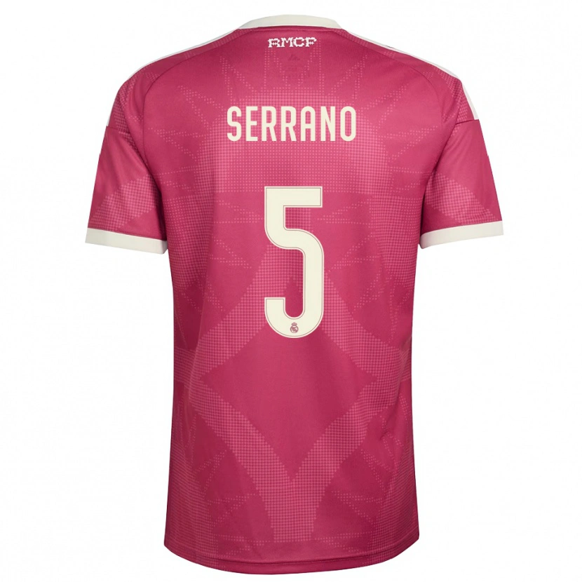 Danxen Niño Camiseta Manu Serrano #5 Rojo Violeta Pálido Blanco Equipación Tercera 2026/27 La Camisa México