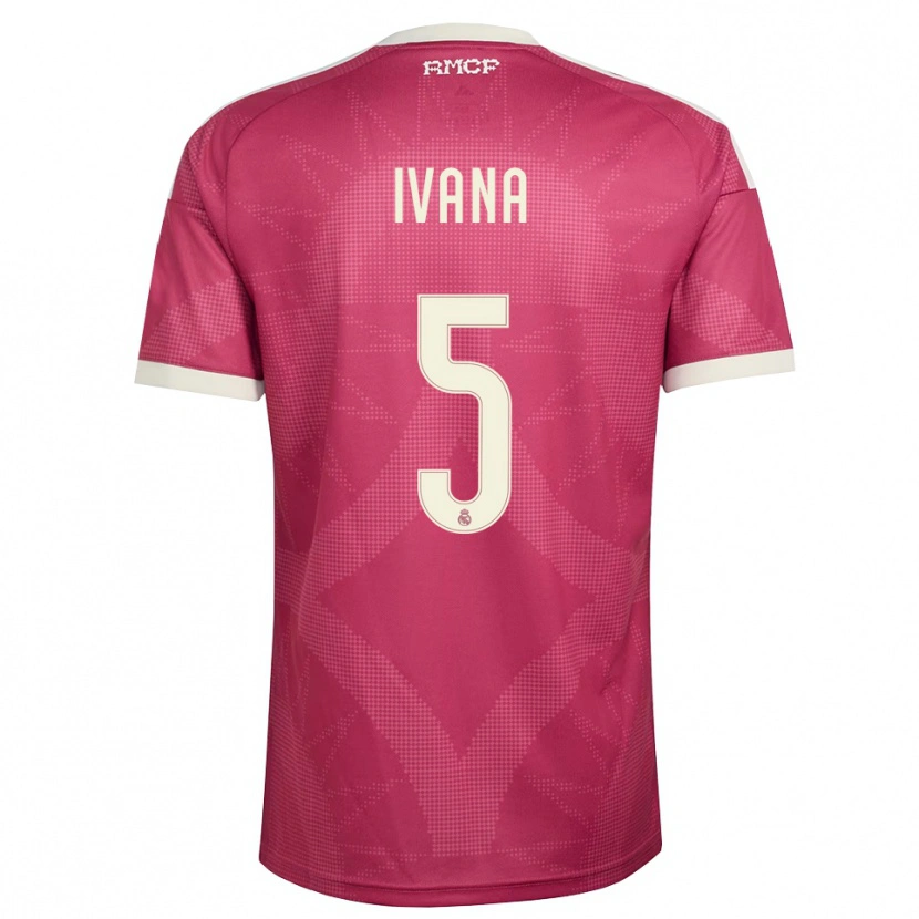 Danxen Niño Camiseta Ivana Andres #5 Rojo Violeta Pálido Blanco Equipación Tercera 2026/27 La Camisa México
