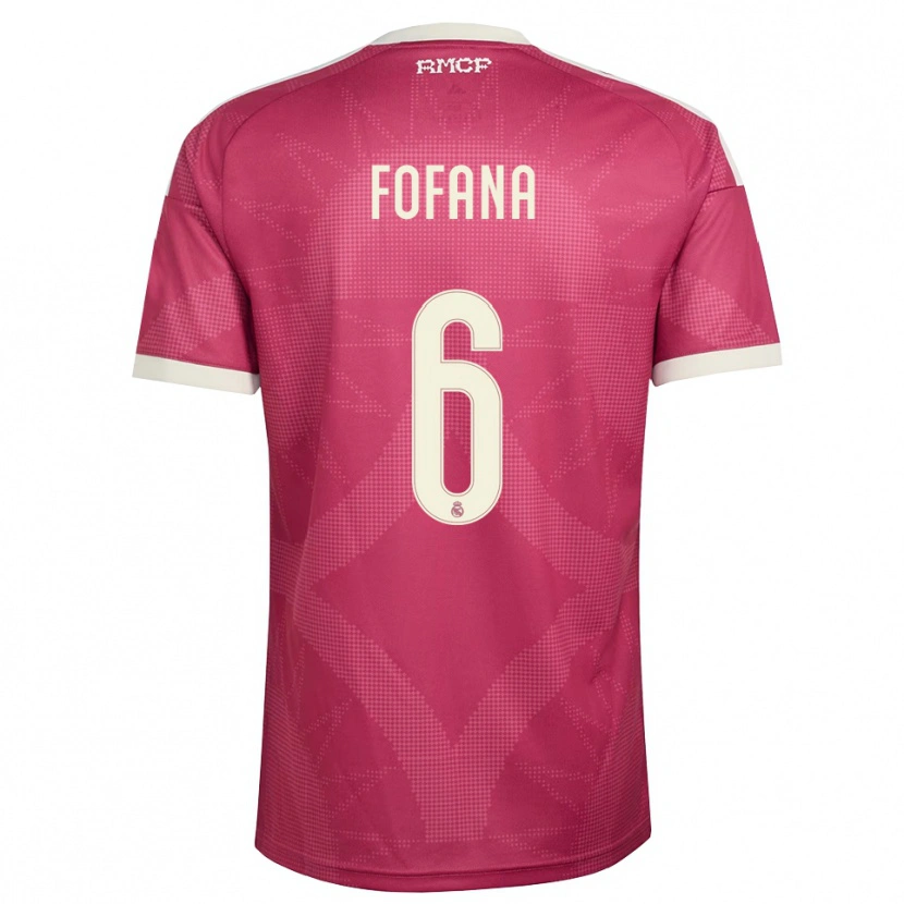 Danxen Niño Camiseta Cherif Fofana #6 Rojo Violeta Pálido Blanco Equipación Tercera 2026/27 La Camisa México