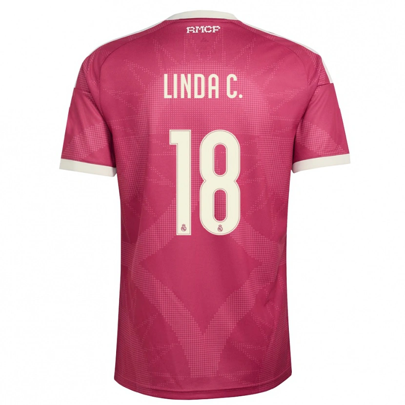 Danxen Niño Camiseta Linda Caicedo #18 Rojo Violeta Pálido Blanco Equipación Tercera 2026/27 La Camisa México