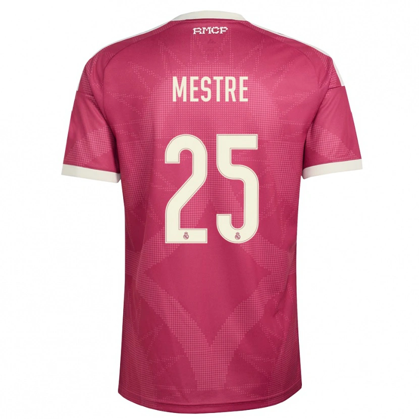 Danxen Niño Camiseta Sergio Mestre #25 Rojo Violeta Pálido Blanco Equipación Tercera 2026/27 La Camisa México