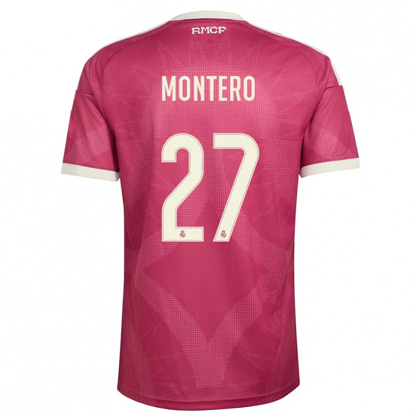 Danxen Niño Camiseta Pablo Montero #27 Rojo Violeta Pálido Blanco Equipación Tercera 2026/27 La Camisa México