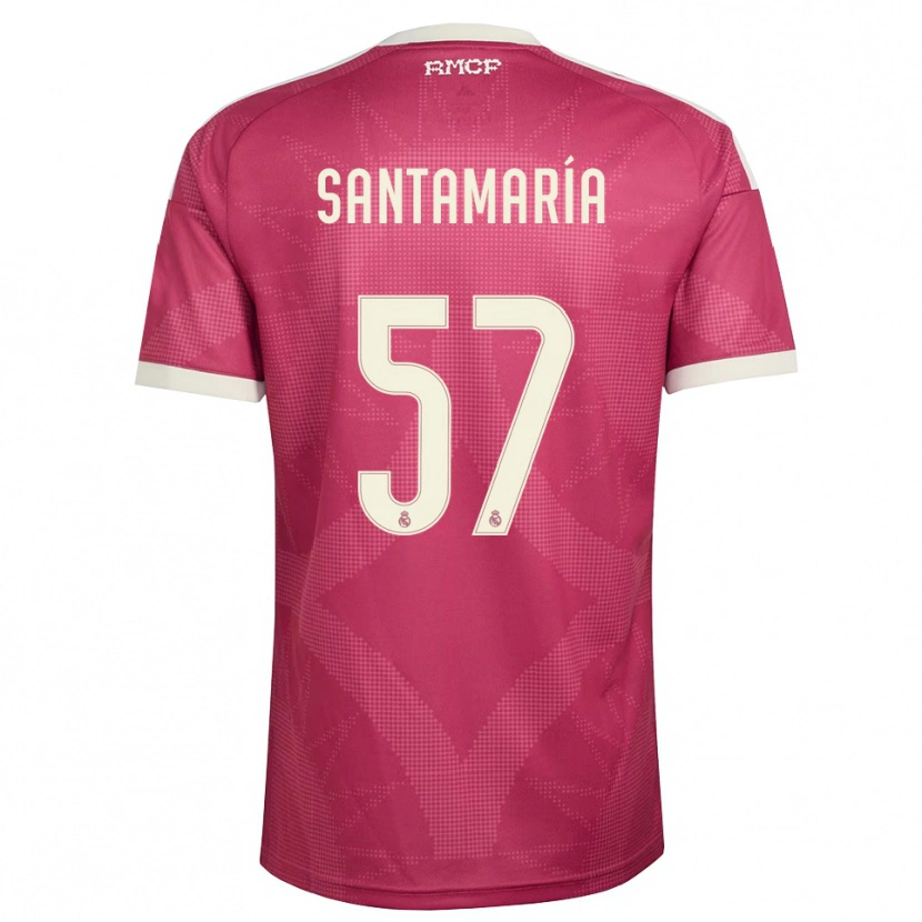 Danxen Niño Camiseta Fran Santamaría #57 Rojo Violeta Pálido Blanco Equipación Tercera 2026/27 La Camisa México