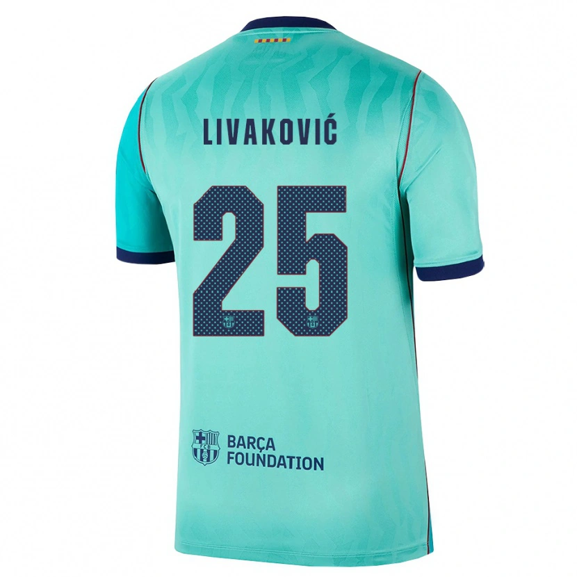 Danxen Niño Camiseta Dominik Livakovic #25 Aqua Turquesa Oscuro Azul Real Equipación Tercera 2026/27 La Camisa México
