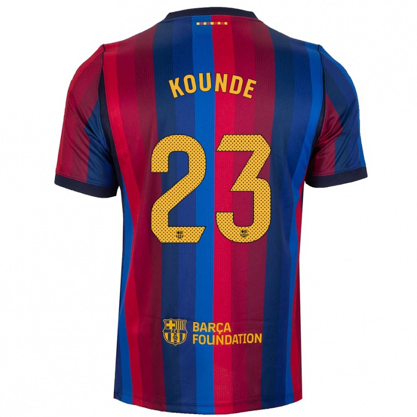 Danxen Hombre Camiseta Jules Koundé #23 Azul Real Rojo Amarillo 1ª Equipación 2026/27 La Camisa México