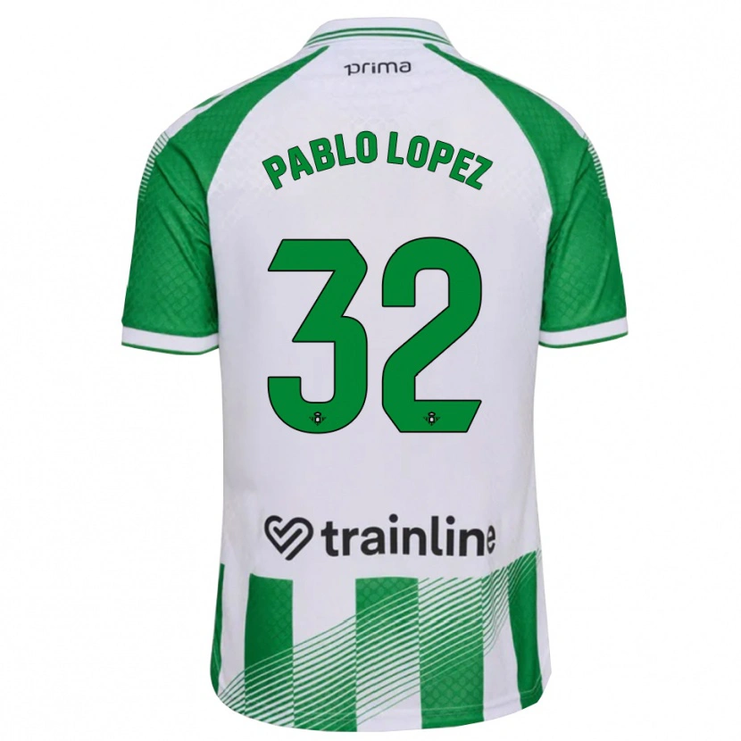 Danxen Hombre Camiseta Pablo López #32 Verde Claro Negro Blanco 1ª Equipación 2026/27 La Camisa México