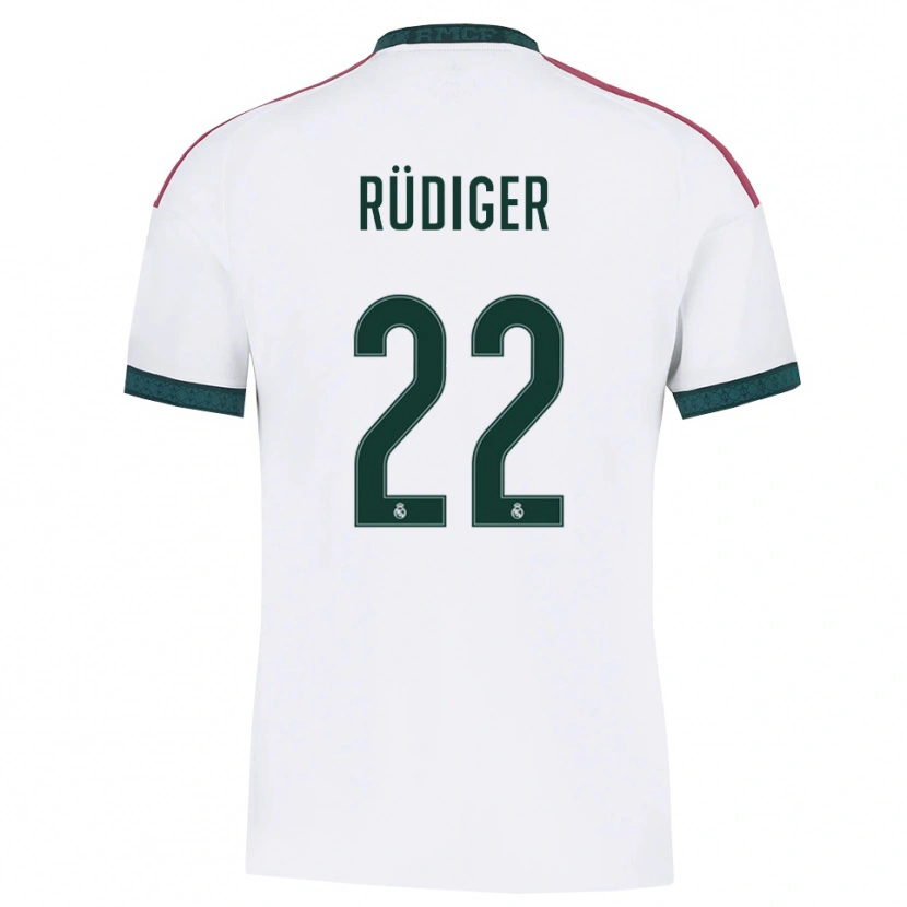 Danxen Hombre Camiseta Antonio Rüdiger #22 Verde Oscuro Blanco Rojo 1ª Equipación 2026/27 La Camisa México