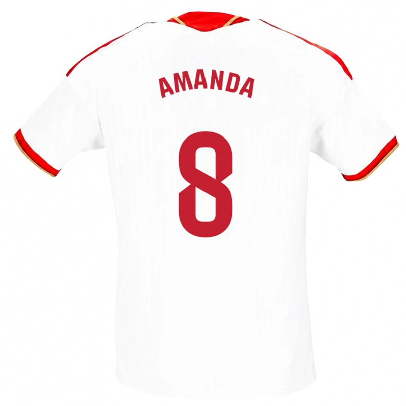 Danxen Hombre Camiseta Amanda Sampedro Bustos #8 Blanco Rojo 1ª Equipación 2026/27 La Camisa México