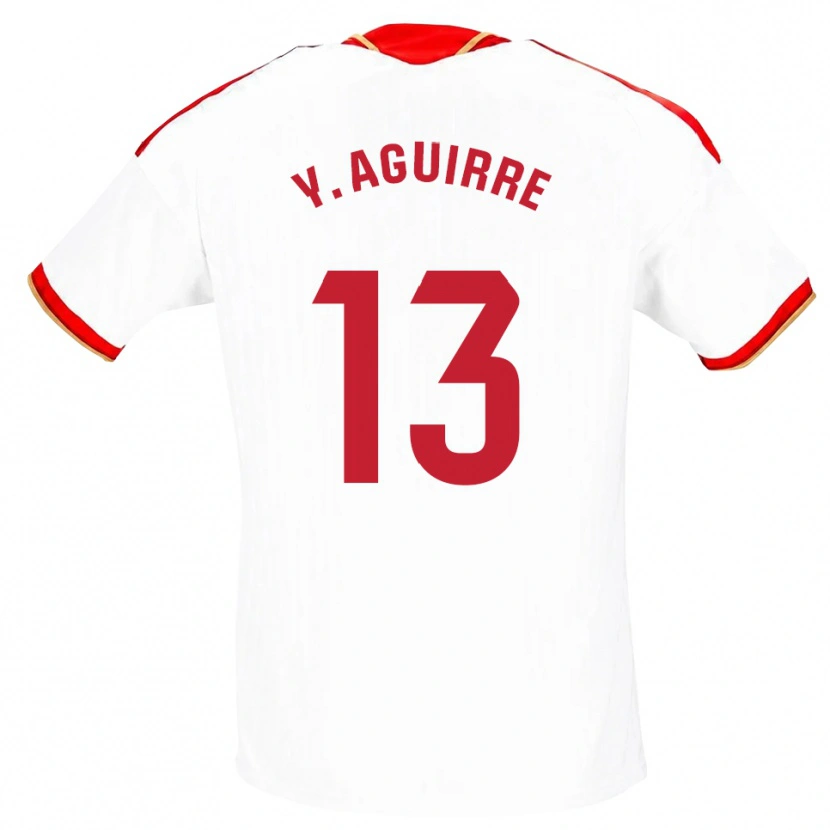 Danxen Hombre Camiseta Yolanda Aguirre Gutiérrez #13 Blanco Rojo 1ª Equipación 2026/27 La Camisa México