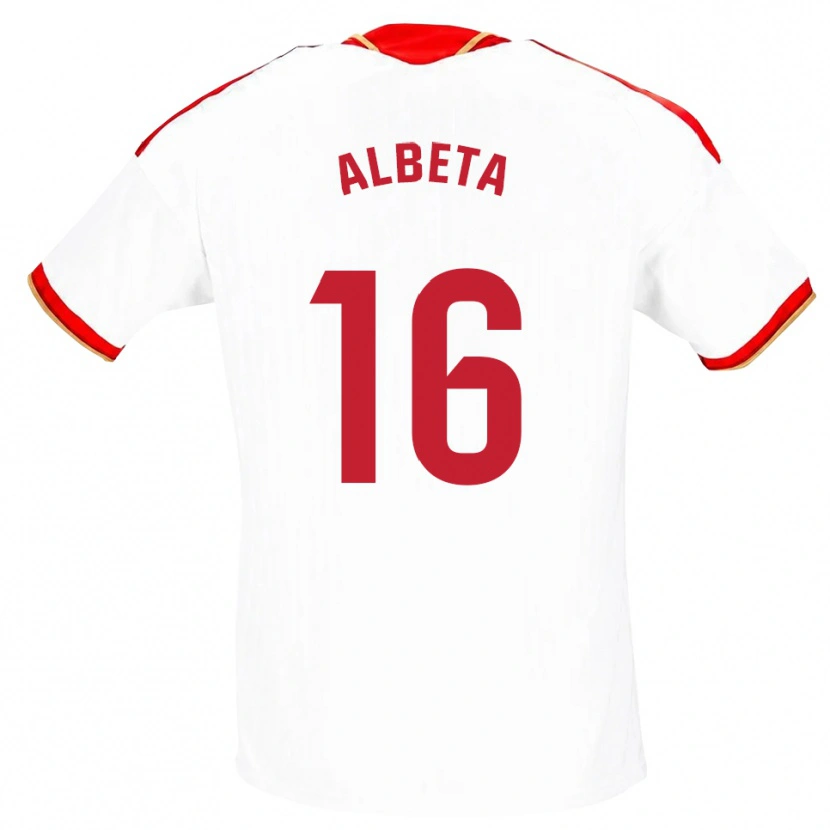 Danxen Hombre Camiseta Alba López #16 Blanco Rojo 1ª Equipación 2026/27 La Camisa México