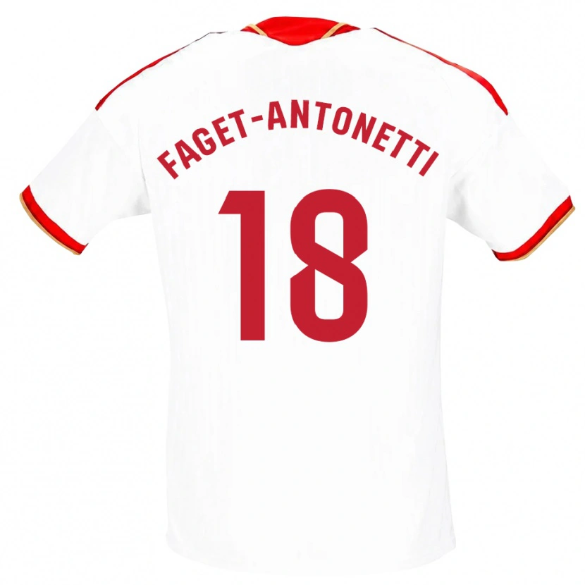 Danxen Hombre Camiseta Roméo Faget-Antonetti #18 Blanco Rojo 1ª Equipación 2026/27 La Camisa México