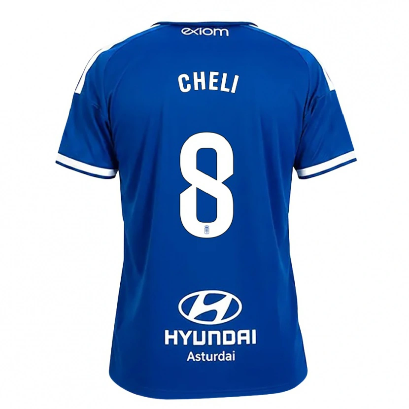 Danxen Hombre Camiseta Cheli Pereda #8 Azul Mediano Blanco 1ª Equipación 2026/27 La Camisa México