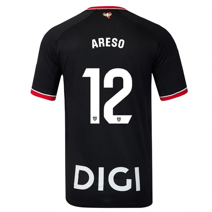 Danxen Hombre Camiseta Jesús Areso #12 Negro Blanco Rojo 2ª Equipación 2026/27 La Camisa México