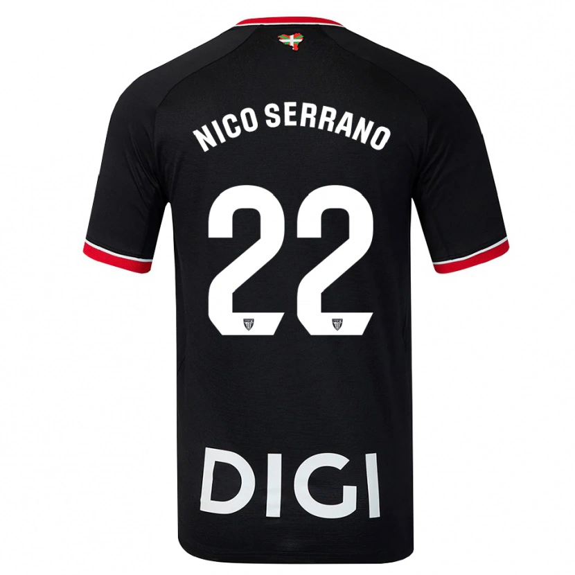 Danxen Hombre Camiseta Nico Serrano #22 Negro Blanco Rojo 2ª Equipación 2026/27 La Camisa México