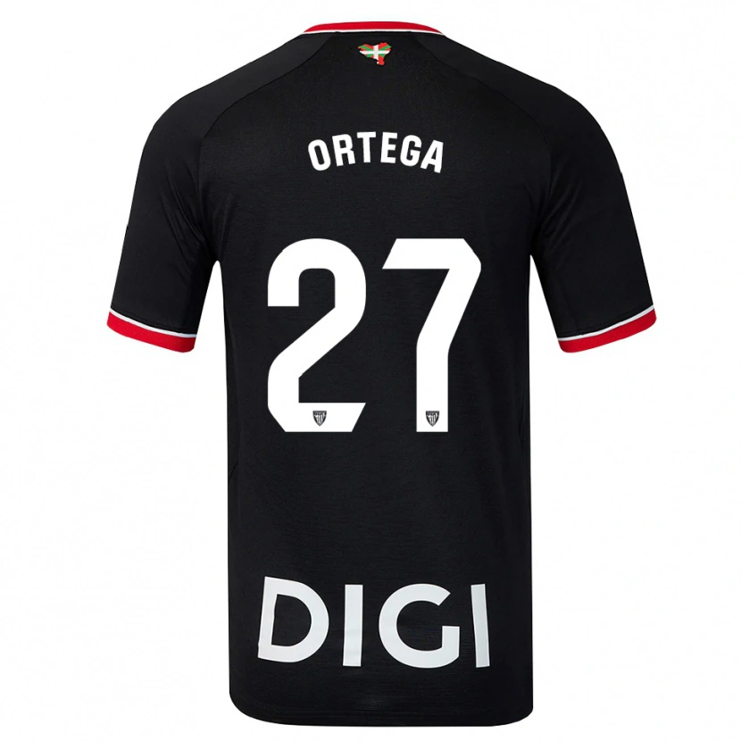 Danxen Hombre Camiseta Sara Ortega #27 Negro Blanco Rojo 2ª Equipación 2026/27 La Camisa México