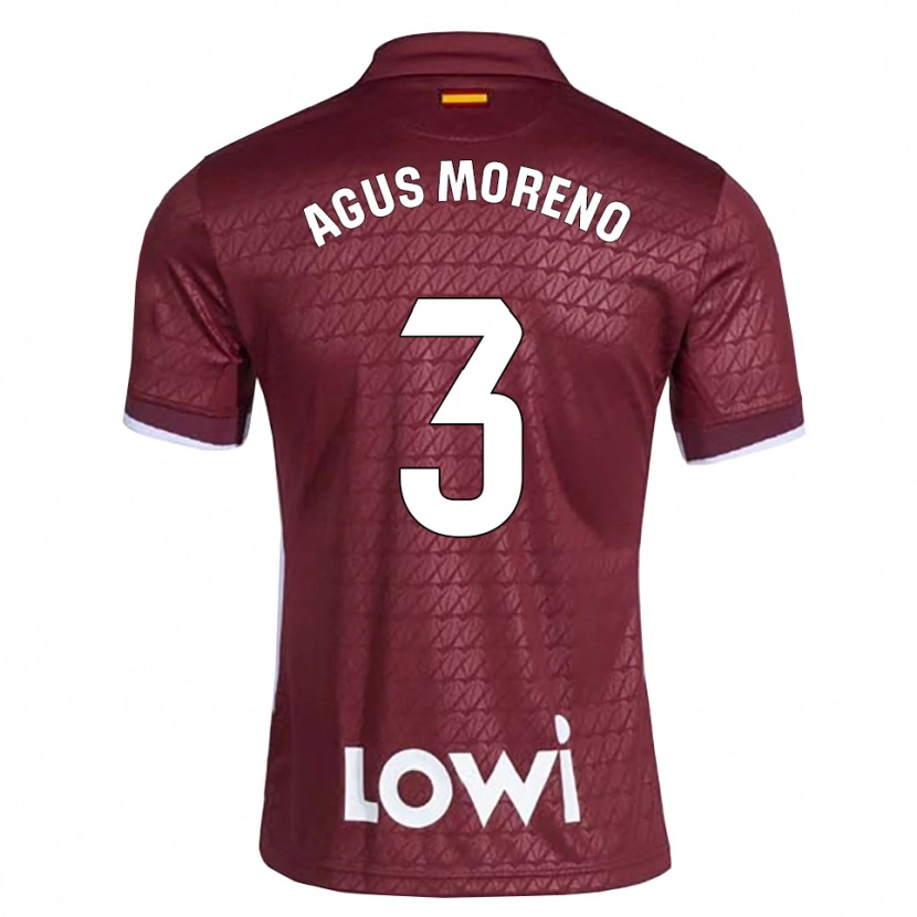 Danxen Hombre Camiseta Agus Moreno #3 Rojo Oscuro Blanco 2ª Equipación 2026/27 La Camisa México