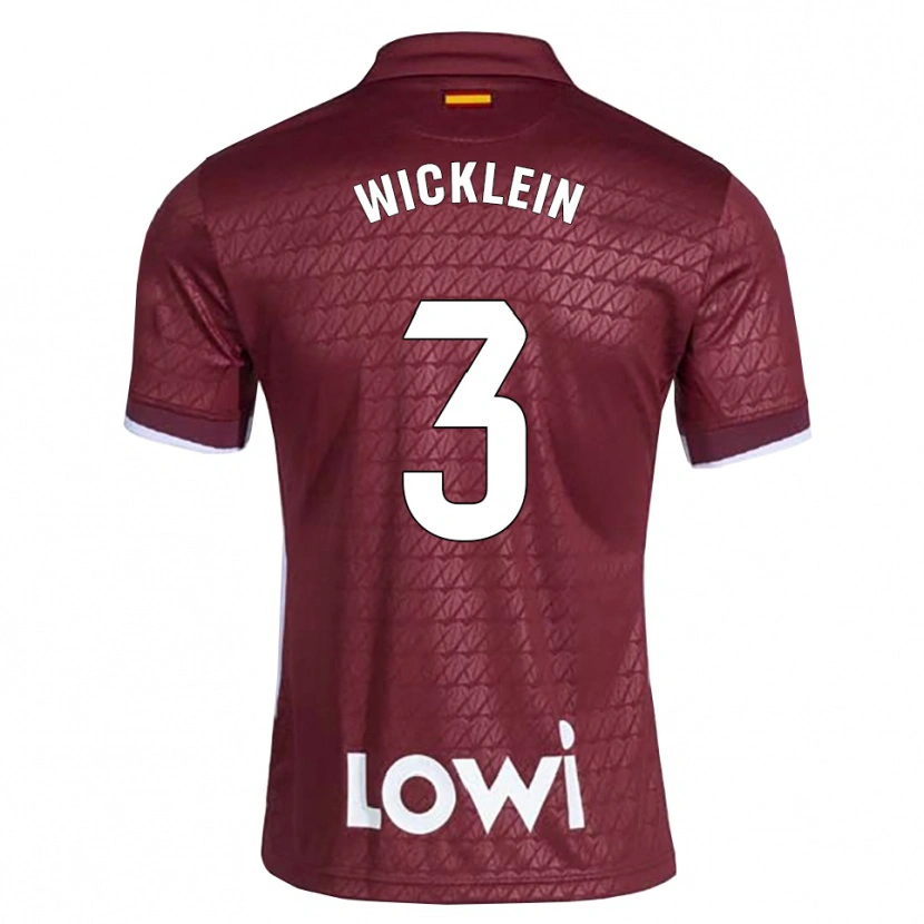 Danxen Hombre Camiseta Johann Wicklein #3 Rojo Oscuro Blanco 2ª Equipación 2026/27 La Camisa México