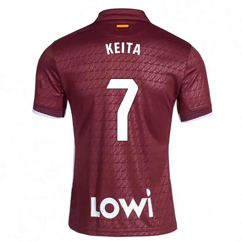Danxen Hombre Camiseta Abdoulaye Keita #7 Rojo Oscuro Blanco 2ª Equipación 2026/27 La Camisa México