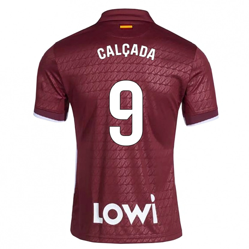 Danxen Hombre Camiseta Gonzalo Calçada #9 Rojo Oscuro Blanco 2ª Equipación 2026/27 La Camisa México